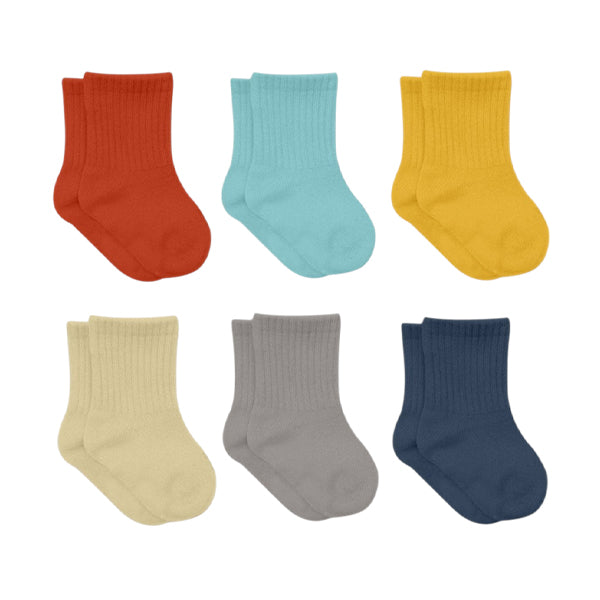 Bistyle Colors 6-pairs Combed Flat Quarter Socks Colored