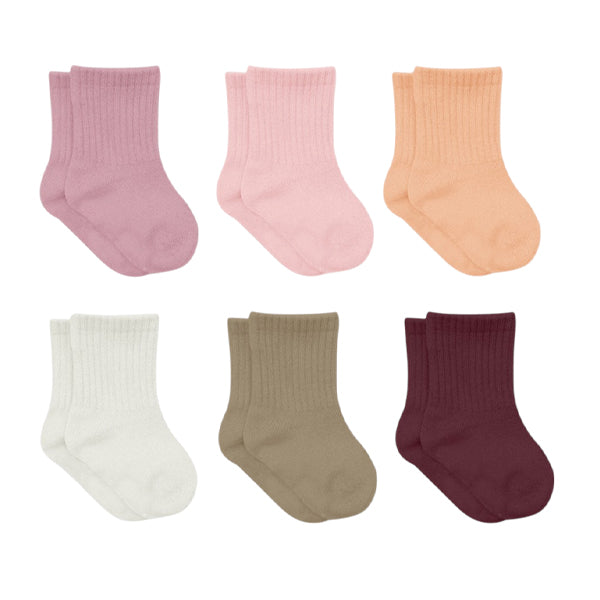 Bistyle Colors 6-pairs Combed Flat Quarter Socks Colored