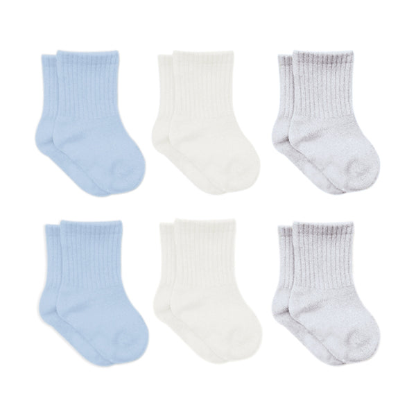 Bistyle Basic 6-pairs Combed Flat Quarter Socks (Blue, Grey, Beige)