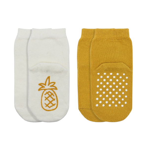 Bistyle Organic 2-pairs Combed Non-slip Socks Yellow