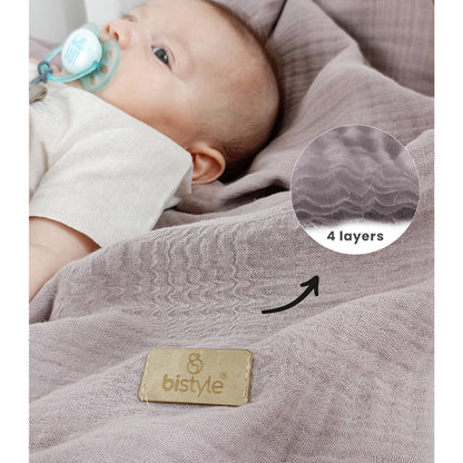 Bistyle Organic Muslin 4 طبقات بطانية (120x120 سم) أرجواني