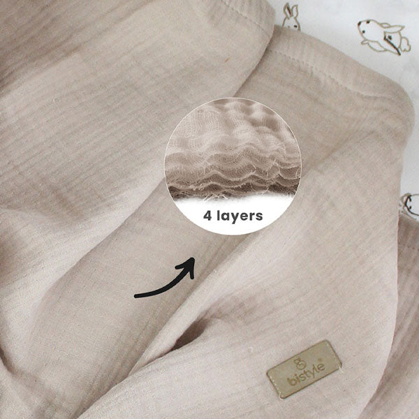 Bistyle Organic Muslin 4 Layers بطانية 120x120 سم بني