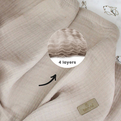 Bistyle Organic Muslin 4 Layers بطانية 120x120 سم بني