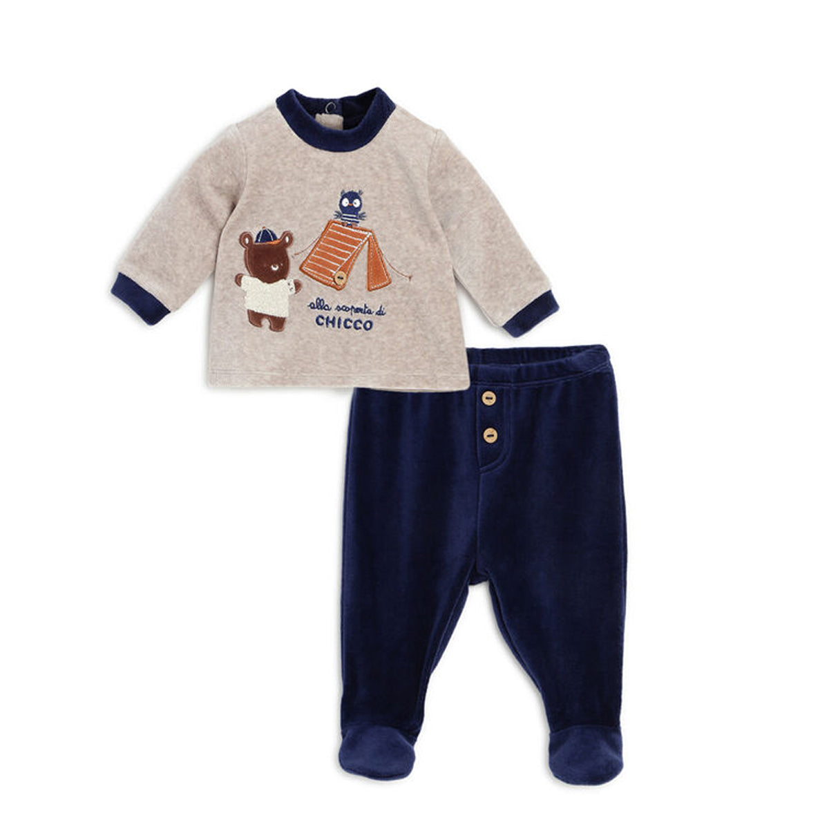 Chicco Boys Dark Blue Applique Smock with Legging 3 Months Chicco Boys Dark Blue Applique Smock with Legging 3 Months