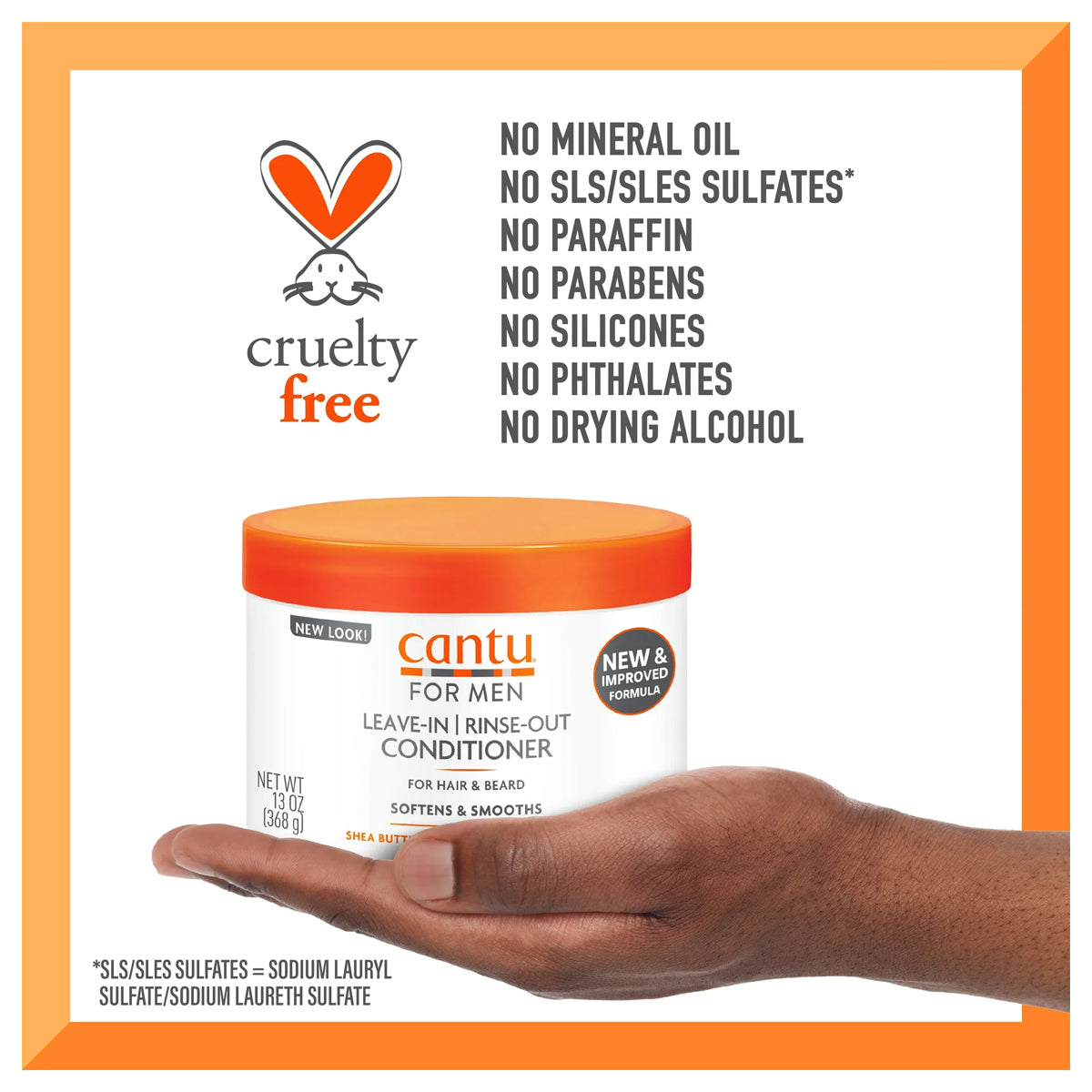 Cantu For Men Leave-In Rinse-Out Conditioner for Hair & Beard 368g