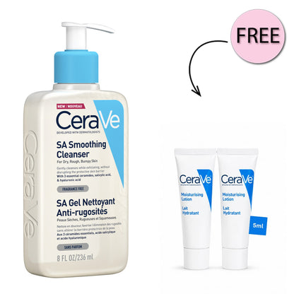 CeraVe SA Smoothing Cleanser for normal, dry and rough skin 236ml +Free Moisturizing Lotion 5ml