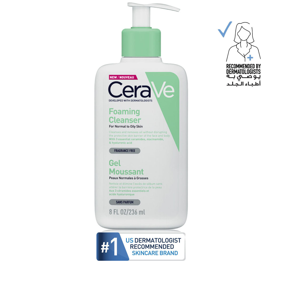 Cerave Foaming Cleanser for Normal to Oily Skin with Hyaluronic Acid 236Ml 