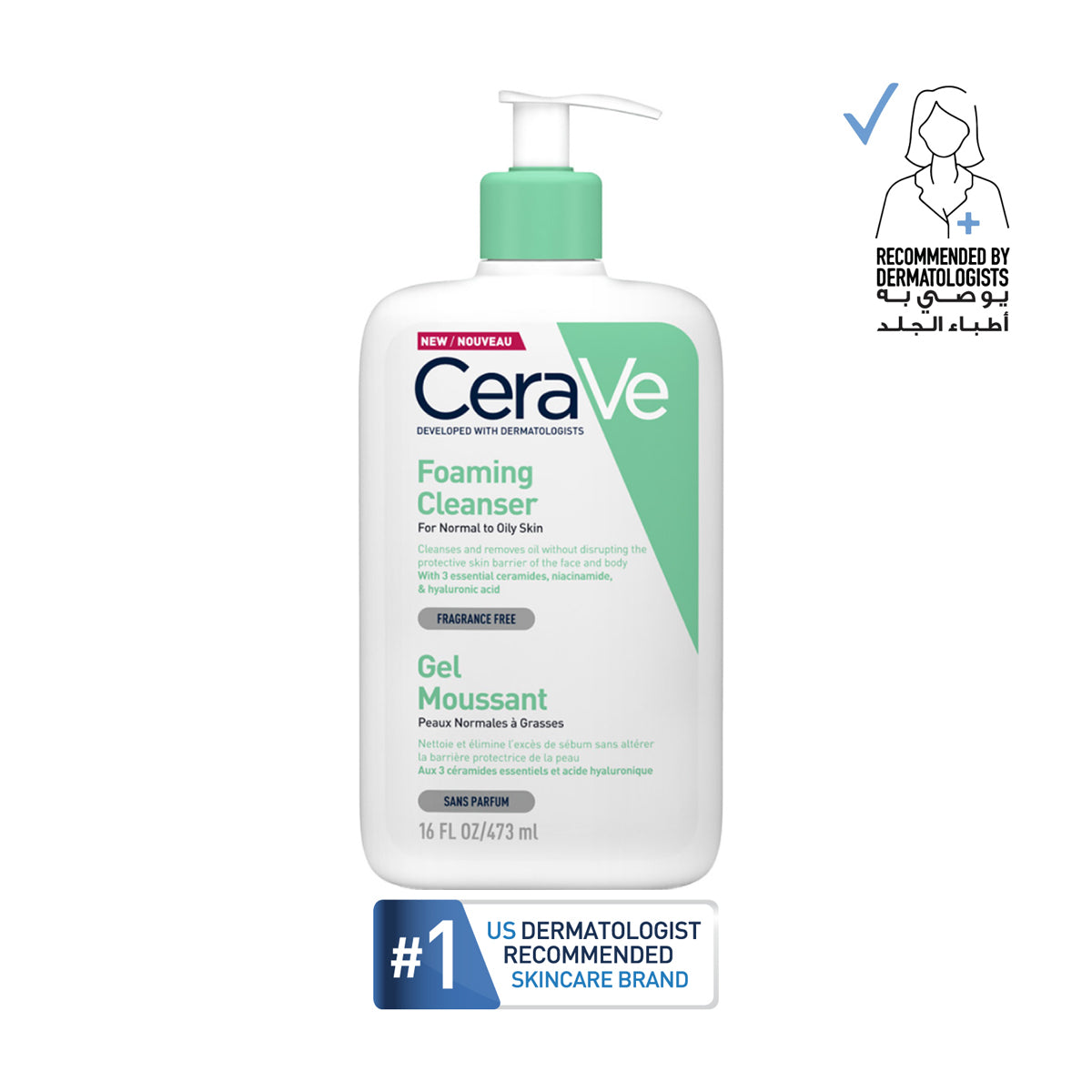 Cerave Foaming Cleanser for Normal to Oily Skin with Hyaluronic Acid 473Ml