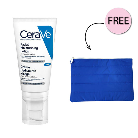 Cerave PM Facial Moisturizing Lotion Night Cream with Hyaluronic Acid 52Ml + Free Laptop Bag