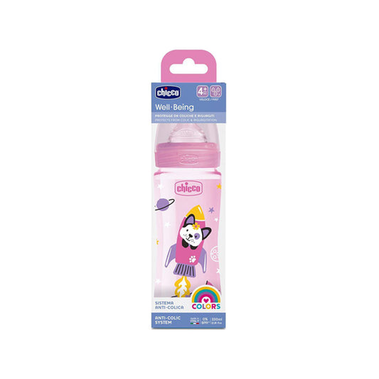 Chicco Anti-Colic Well Being Plastic Baby Bottle With Fast Flow Silicone Nipple 330ml