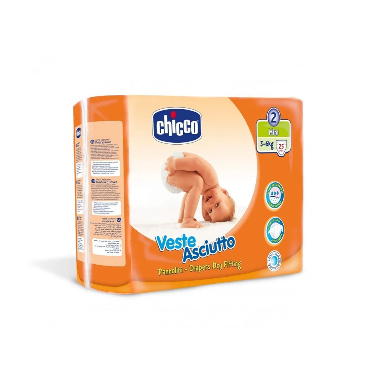 Chicco Diapers Size 2 Mini 3-6 KG, 25 Pieces Chicco Diapers Size 2 Mini 3-6 KG, 25 Pieces