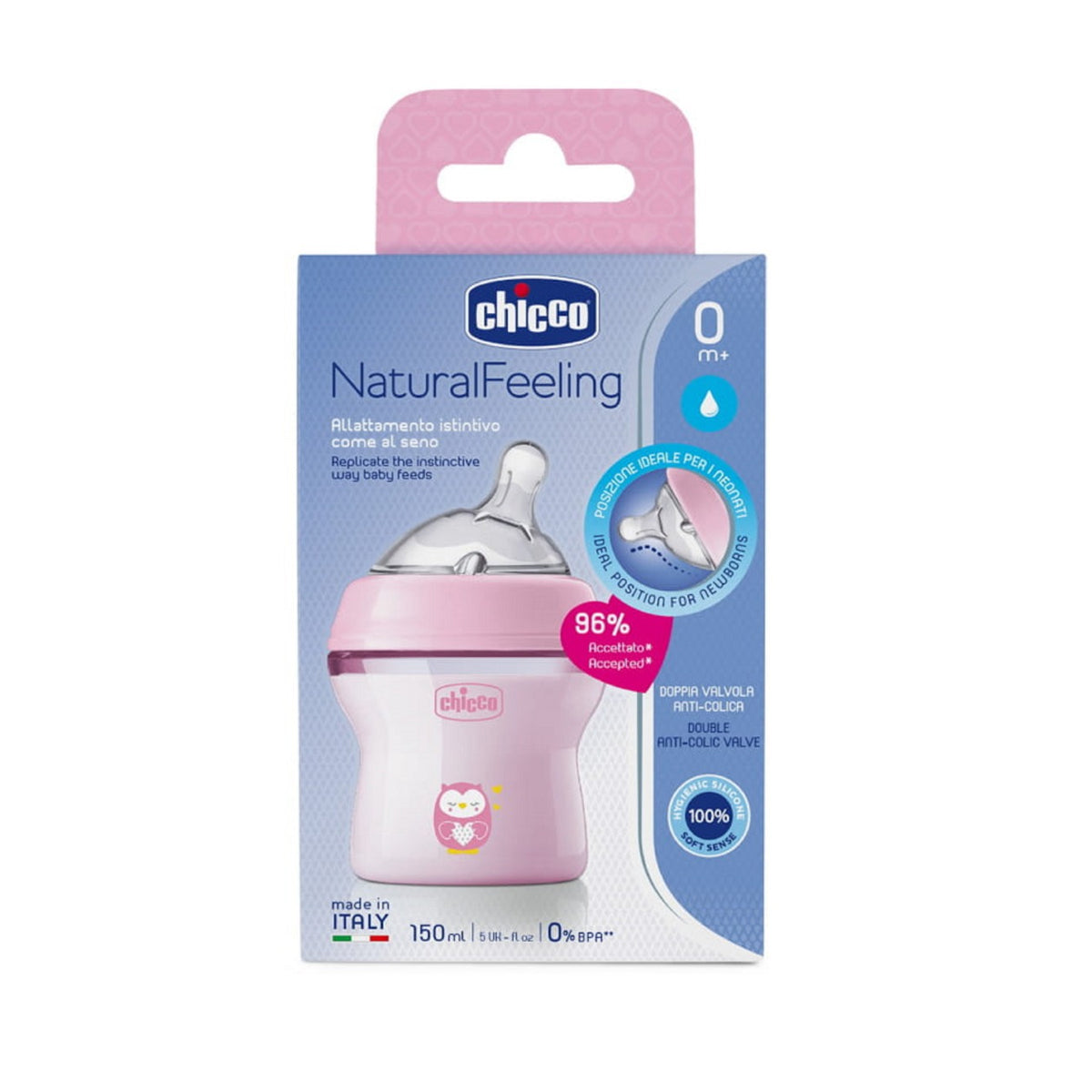 Chicco Feeding Bottle Natural Feeling 0+Month Regular Flow 150ml Chicco Feeding Bottle Natural Feeling 0+Month Regular Flow 150ml