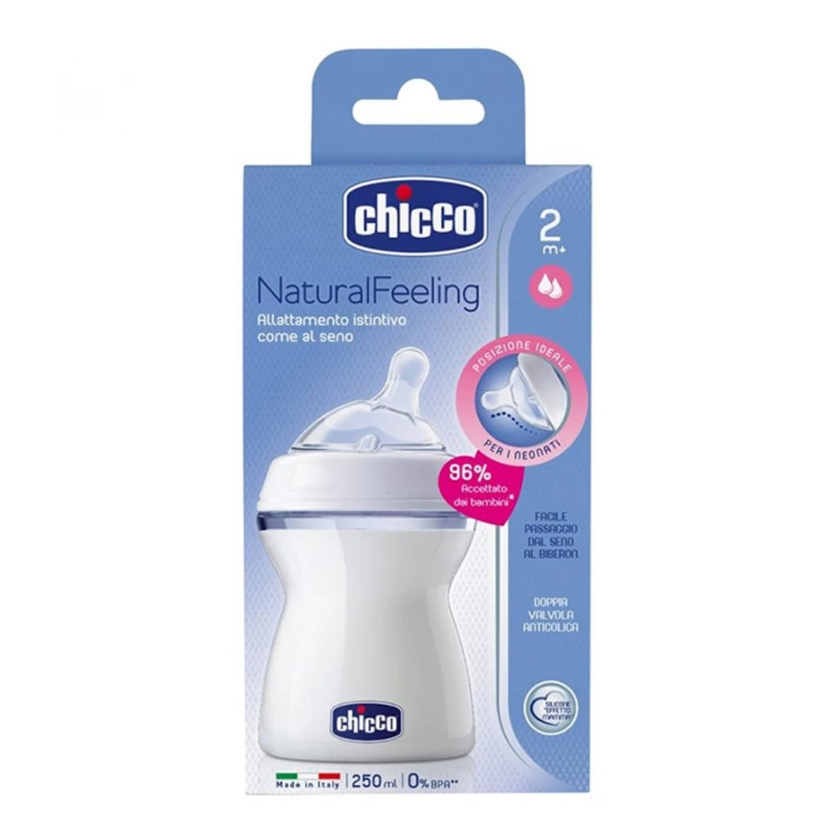 Chicco Natural Feeling Baby Bottle +2Months Medium Flow 250ml Chicco Natural Feeling Baby Bottle +2Months Medium Flow 250ml