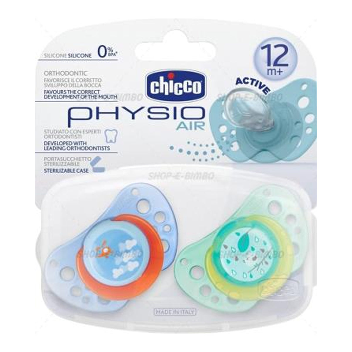Chicco Physio Air Soother With Case Silicone 12M+ Girl 2PCS