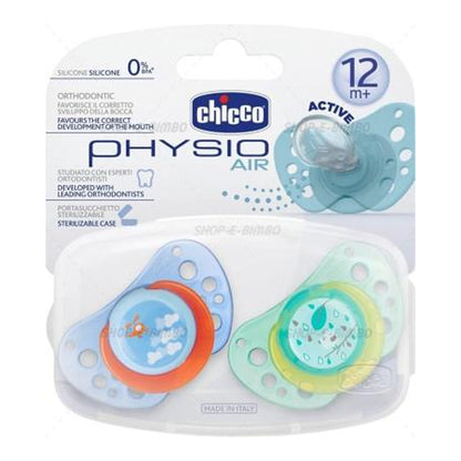 Chicco Physio Air Soother With Case Silicone 12M+ Girl 2PCS