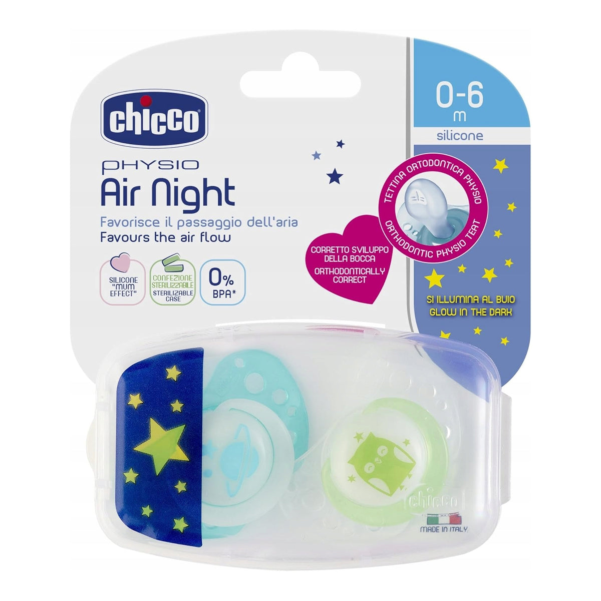 Chicco Physio Air Soothers, 0-6 M 2PCs