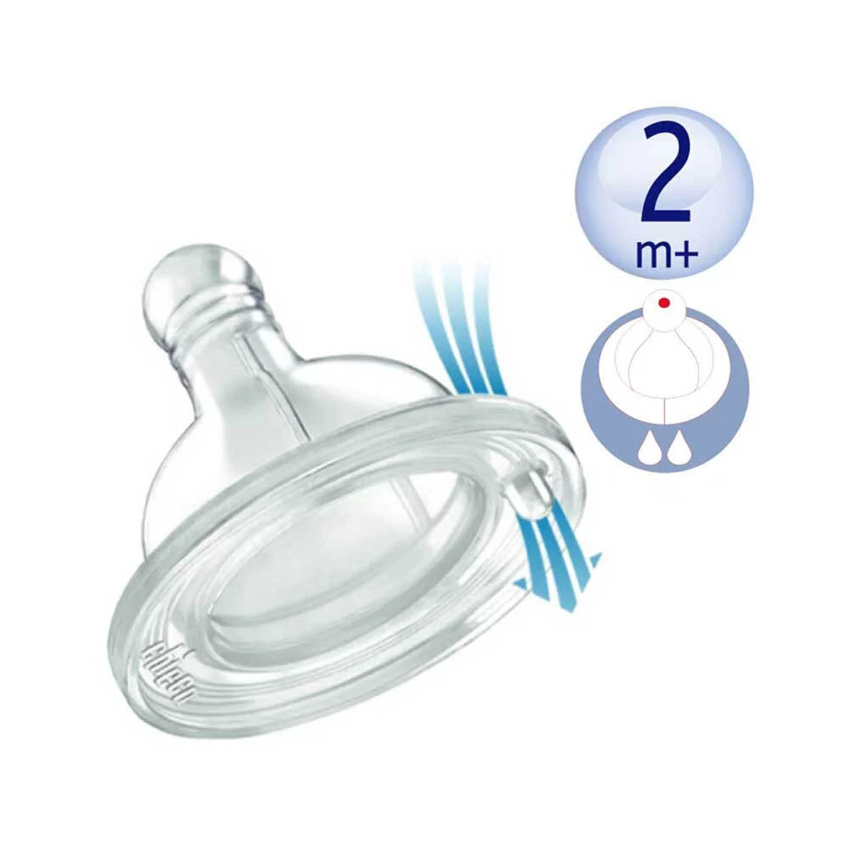 Chicco Physiological Silicone Teat Medium Flow 2Pcs