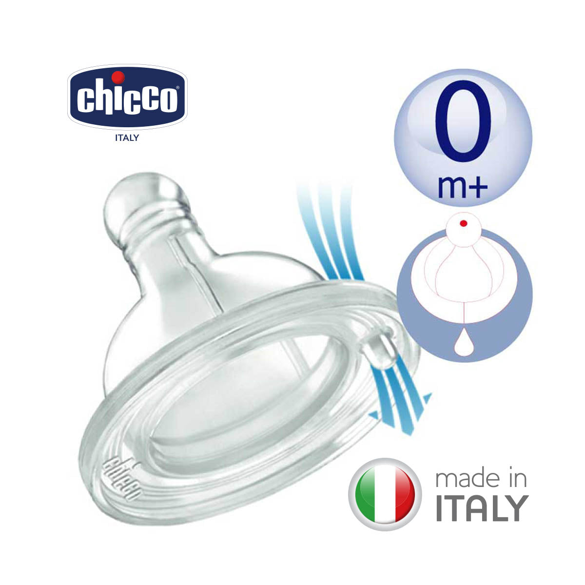 Chicco Physiological Silicone Teat Regular Flow 2Pcs