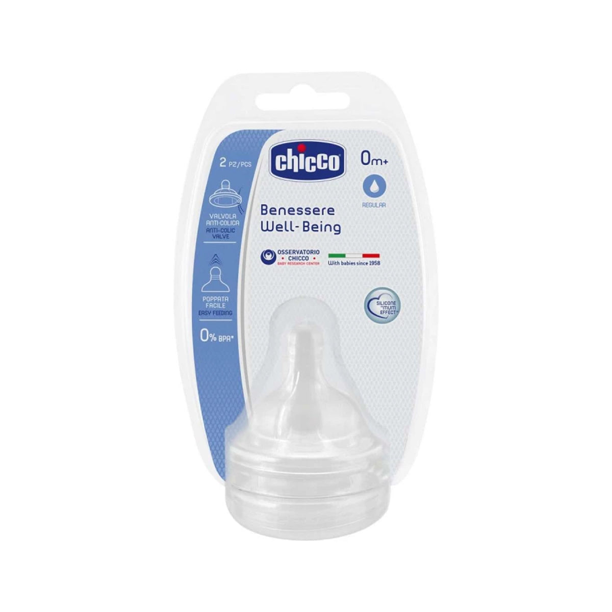 Chicco WB Teat Om+ Normal Sil 2Pcs Chicco WB Teat Om+ Normal Sil 2Pcs