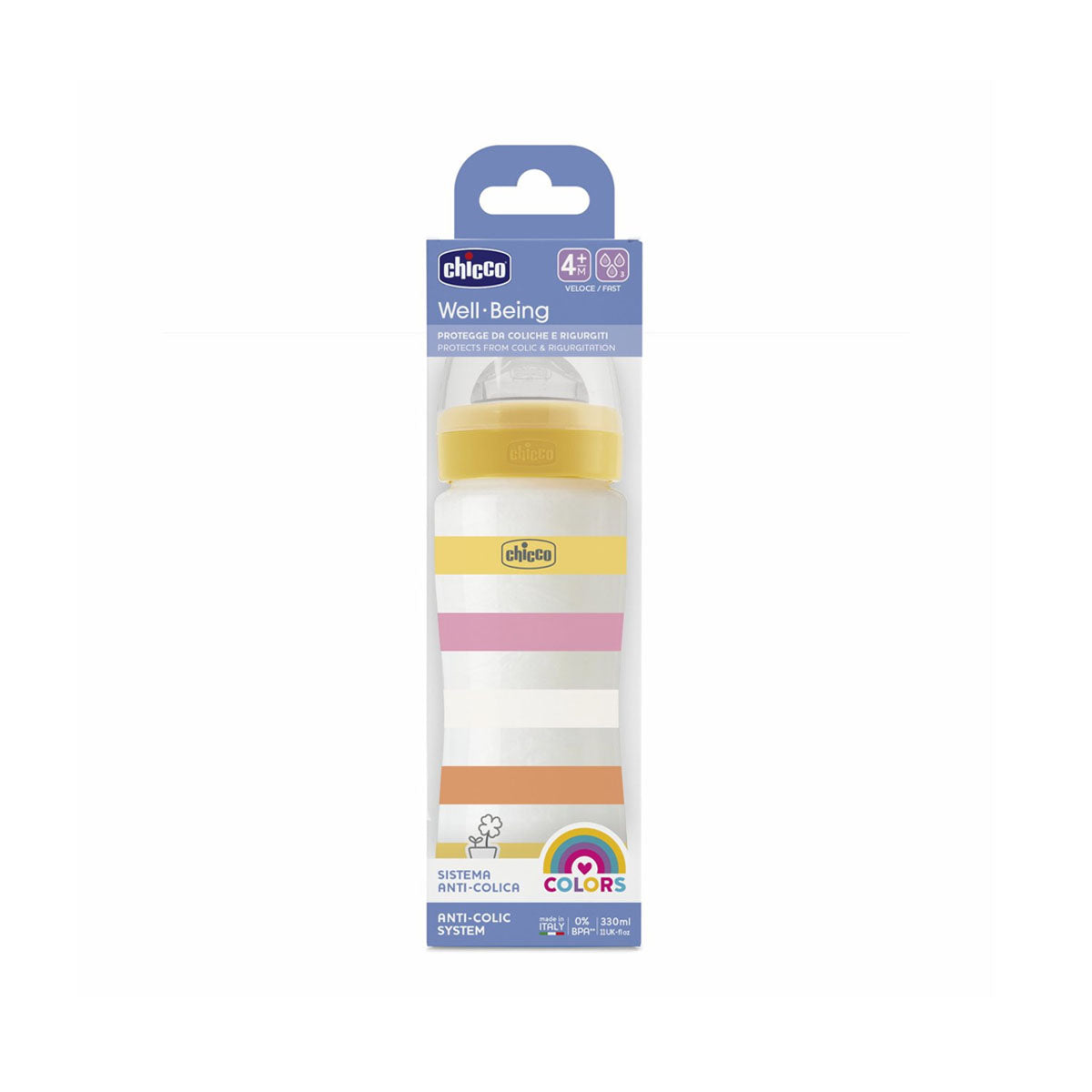 Chicco Well Being Bottle Anti-Colic System Fast Flow 330 ml 4m+ Chicco Well Being Bottle Anti-Colic System Fast Flow 330 ml 4m+