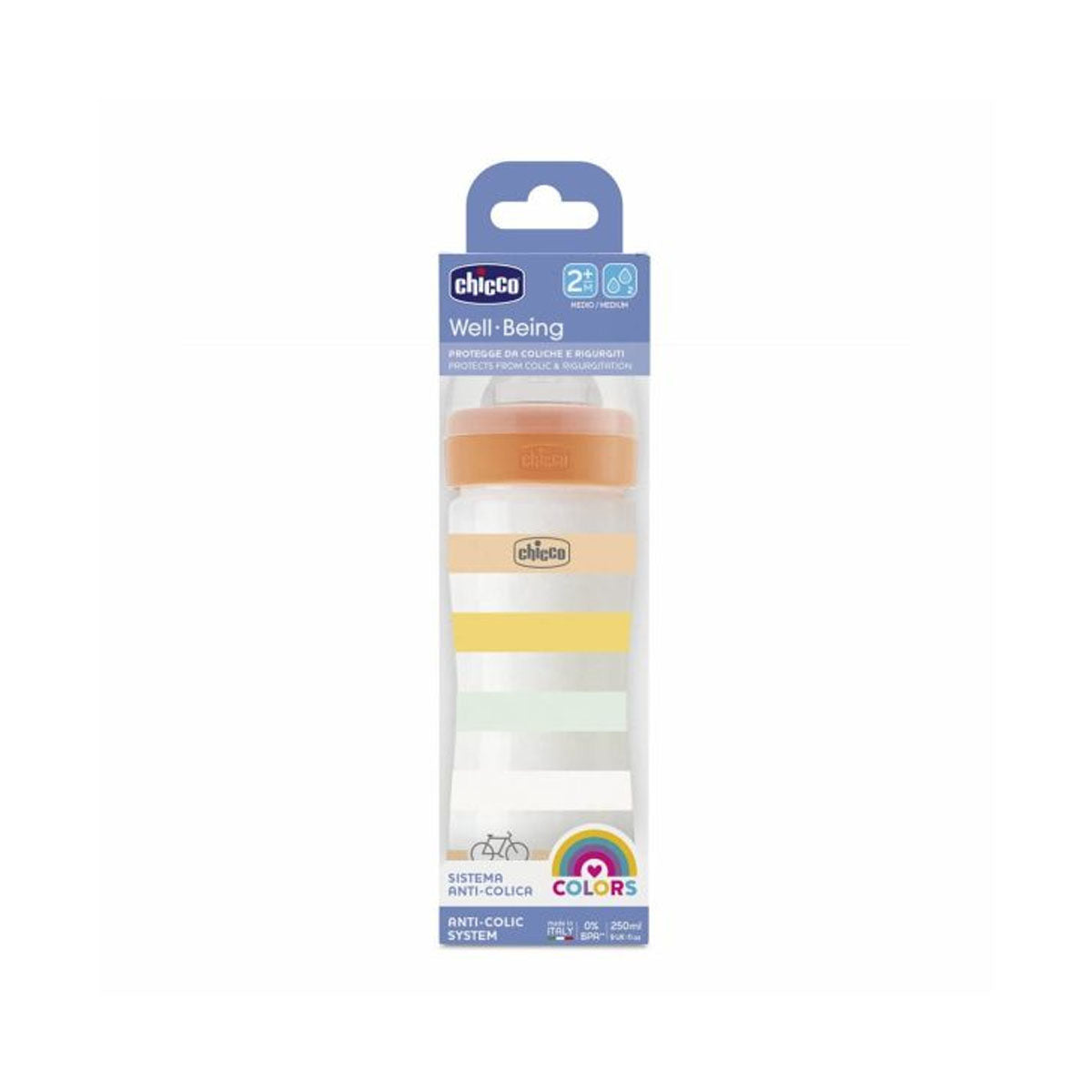 Chicco Well Being Bottle Anti-Colic System Medium Flow 250 ml 2m+ Chicco Well Being Bottle Anti-Colic System Medium Flow 250 ml 2m+