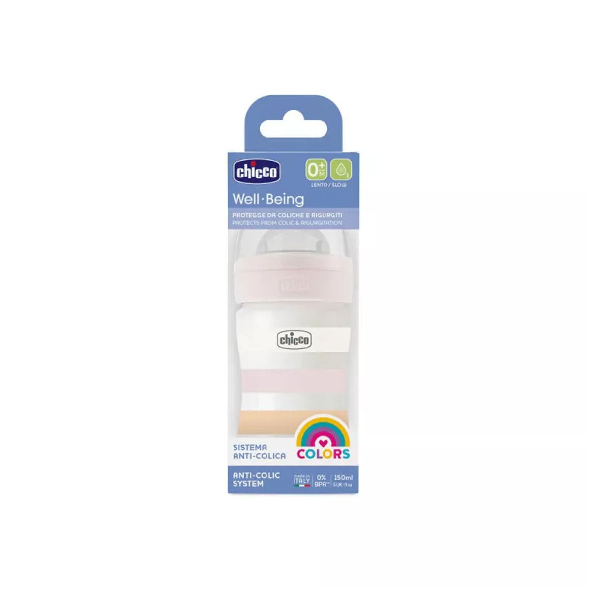 Chicco Well Being Bottle Anti-Colic System Slow Flow 150 ml 0M+