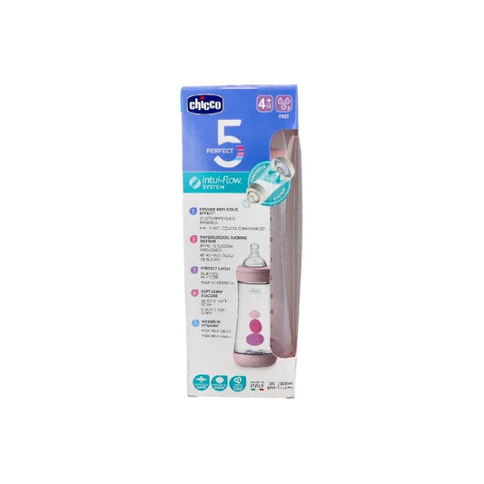 Chicco Feeding Baby Bottle Silicone Teat Perfect 5 4m+ Fast Flow 300ml