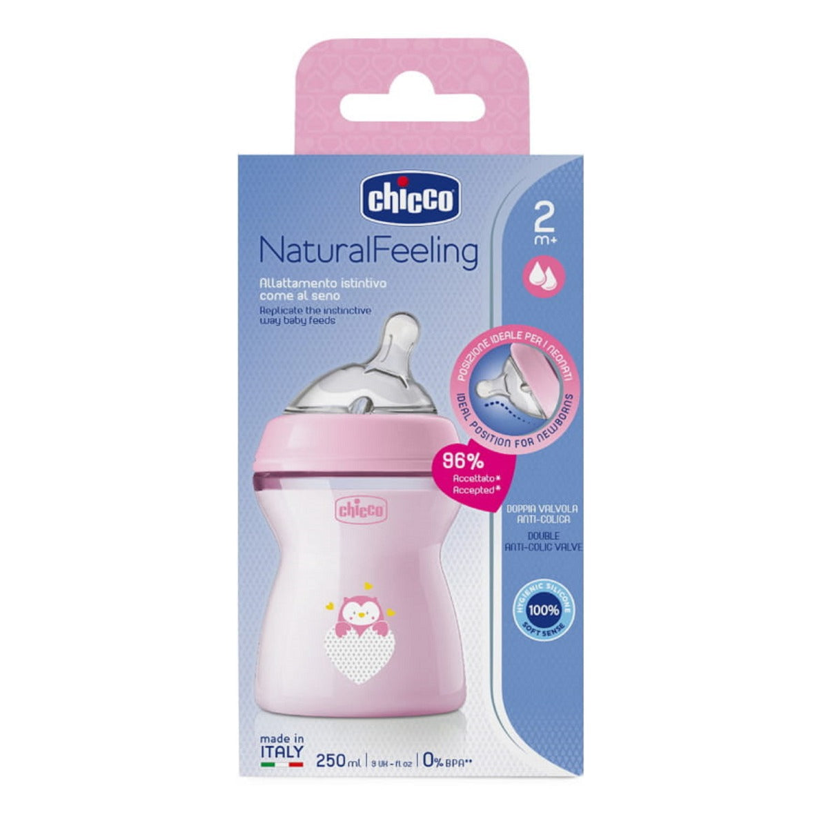 Chicco Feeding Bottle Natural Feeling 0+Month Regular Flow 250ml Chicco Feeding Bottle Natural Feeling 0+Month Regular Flow 250ml