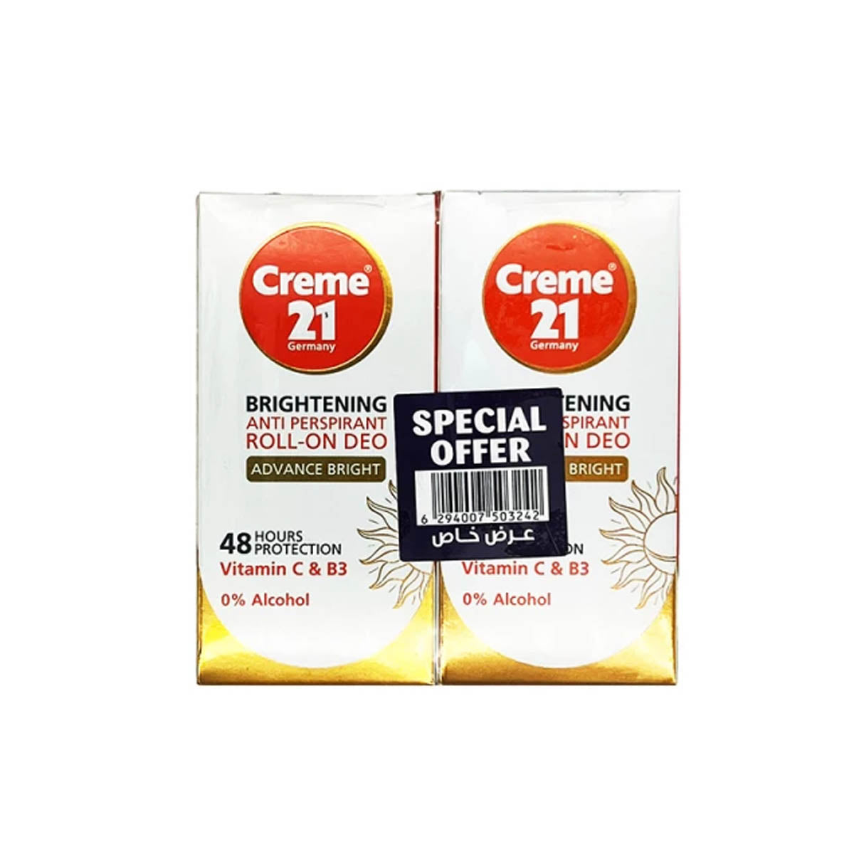 Creme 21 Instant Bright Elixir Deodorant Roll On 50ml Pack of 2