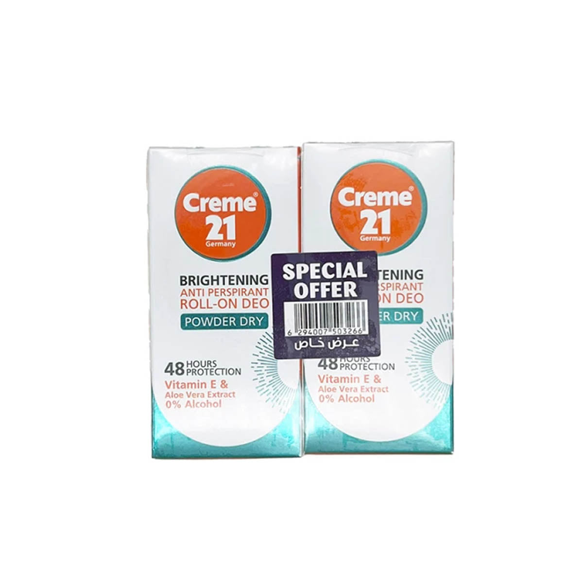 Creme 21 Powder Dry Deodorant Roll On 50ml Pack of 2