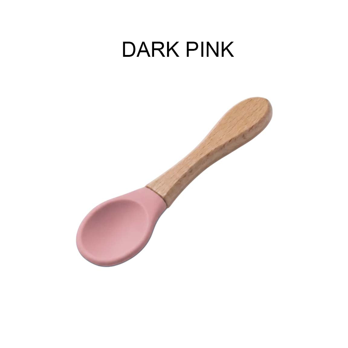 Ababy Silicone Baby Feeding Spoon Soft Rounded Tip With Natural Wooden Handle 4 Months Plus
