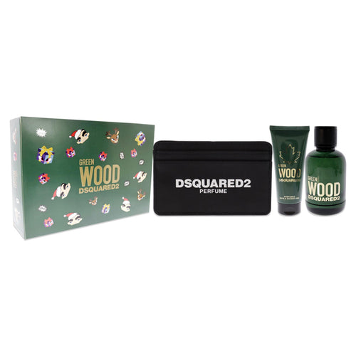 DSQUARED2 GREEN WOOD EDT 100ML SHOWER GEL 100ML CARD HOLDER GIFT SET