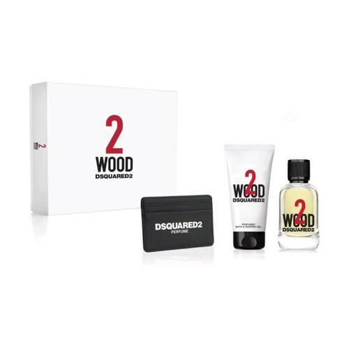 DSQUARED2 WOOD EDT 100ML SHOWER GEL 100ML CARD HOLDER GIFT SET