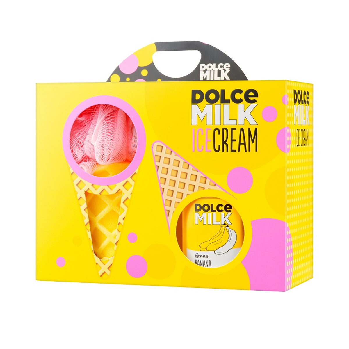 Dolce Milk Body Care Gift Set - 258 Hanna Banana Shower Gel 300ml + Ice Cream Sponge