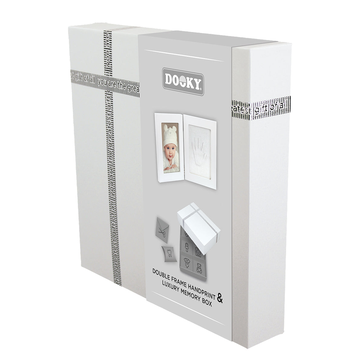 Dooky Gift Set Handprint Double Frame White