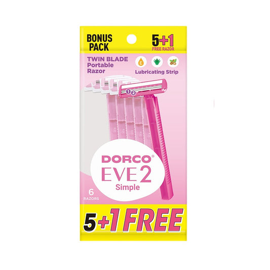 Dorco Eve 2 Simple Disposable Razors For Women 2 Blades 5+1 Razors