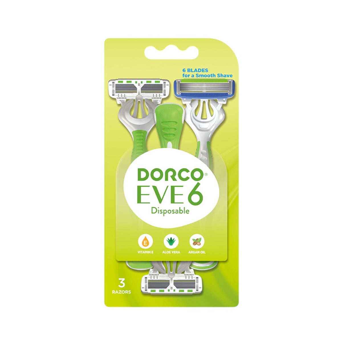 Dorco Eve 6 Blade Disposable Razors For Women With Moisture Bar And Pivot Head