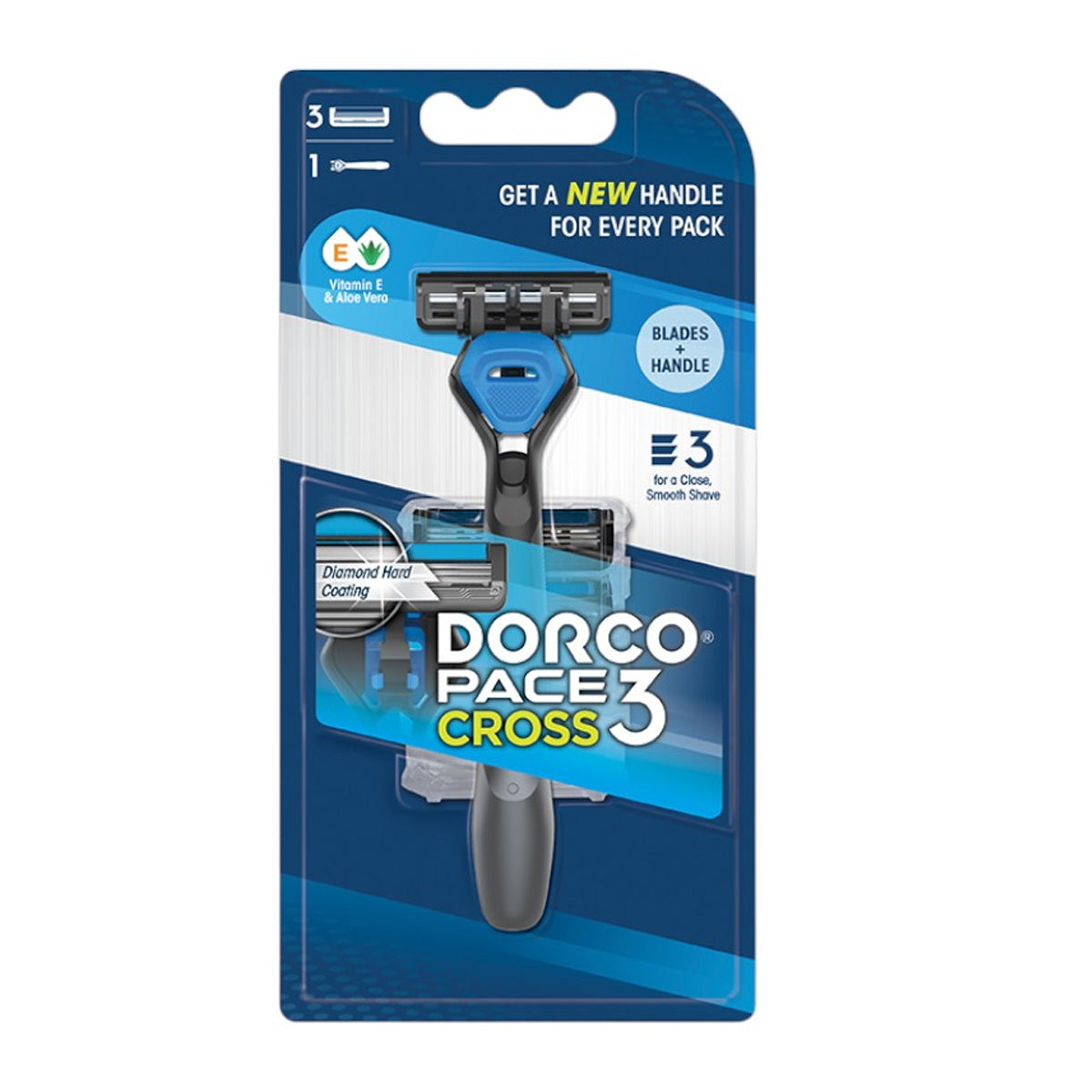Dorco Pace 3 Cross Disposable Razors for Men – Triple Stainless Steel Blades, Pivoting Head