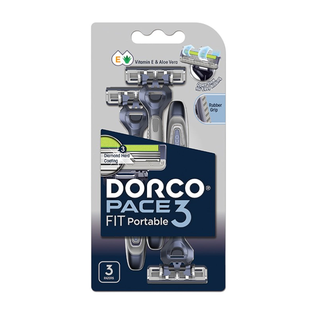 Dorco Pace 3 Fit Disposable Razors for Men with Triple Stainless Steel Blades