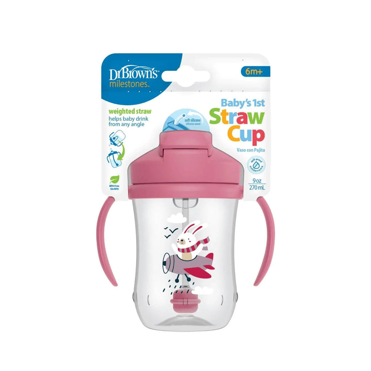 Dr. Brown's 9 oz/270 ml Baby's First Straw Cup with Handles (6m+) 1-Pack