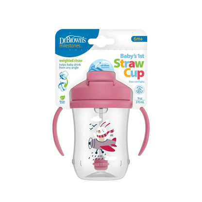 Dr. Brown's 9 oz/270 ml Baby's First Straw Cup with Handles (6m+) 1-Pack