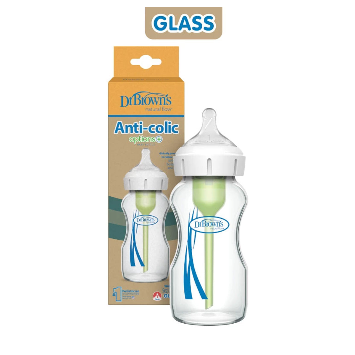 Dr. Brown's Glass Wide-Neck Options+ Bottle 9 oz / 270 ml 1-pack