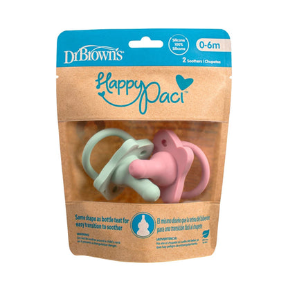 Dr. Brown's HappyPaci Silicone Soother - 0-6m, 2-Pack