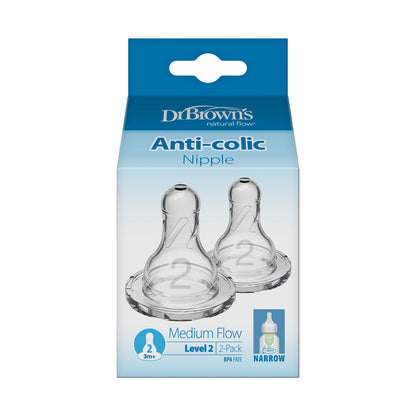 Dr. Brown’s Level-2 Silicone Narrow Nipple 2-Pack