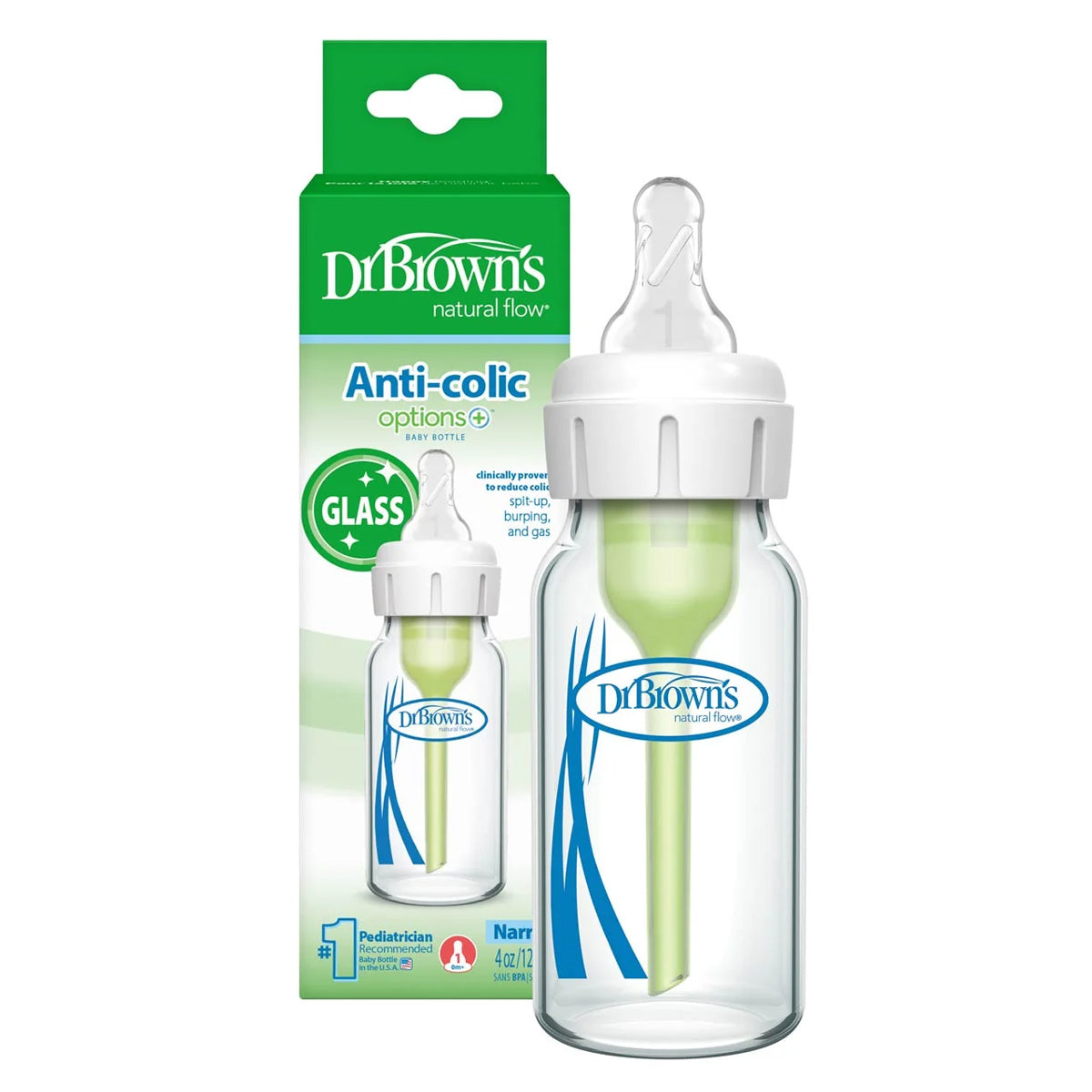 Dr. Brown’s Narrow Glass Options+ Bottle 4 oz/120ml 1-Pack