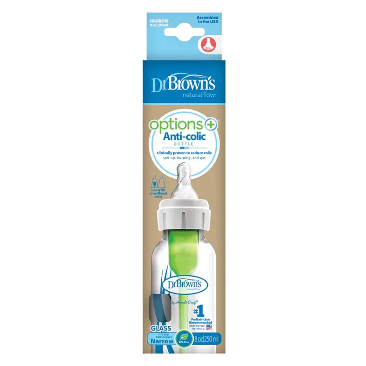 Dr. Brown’s Narrow Glass Options+ Bottle 8 oz/250mL 1-Pack