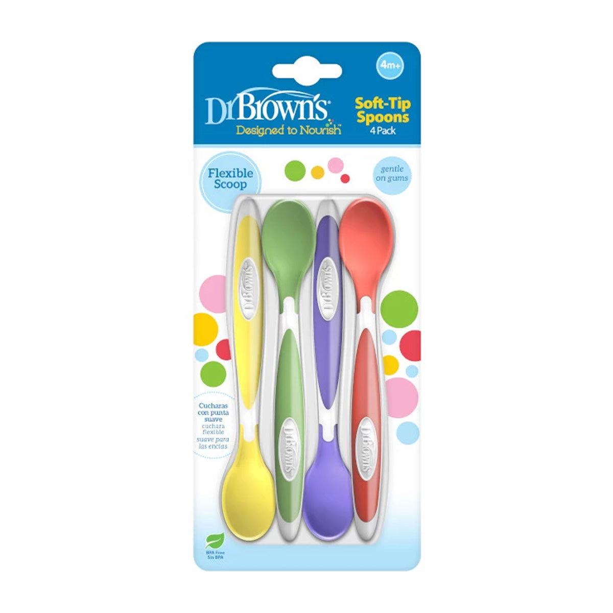 Dr. Brown’s Soft-Tip Spoon, 4-Pack (Yellow, Green, Purple, Red)