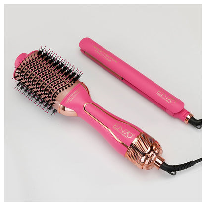ENZO 2-in-1 One-Step Combo Volumiser + Ultra Straight Hair Styling Set - EN-510