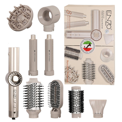 ENZO Foldable Hair Dryer Brush Set – 8 Accessories Styling Kit - EN-6208