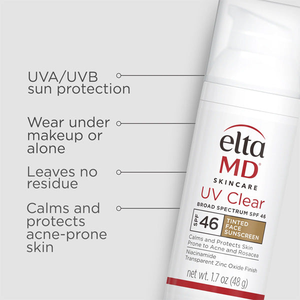 واقي شمس Elta-Md Uv Clear Tinted واسع الطيف بعامل حماية من الشمس 46، 48 جم واقي شمس Elta-Md Uv Clear Tinted واسع الطيف بعامل حماية من الشمس 46، 48 جم